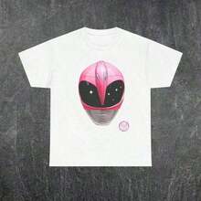 Pink Power Ranger MMPR Classic Unisex Cotton T-Shirt With Round Neck And Short Sleeves, Animal Paw Print, Unisex Black Cotton Short Sleeve T-Shirts_365T_Unisex Utility Workwear - 白色 - 查看 8