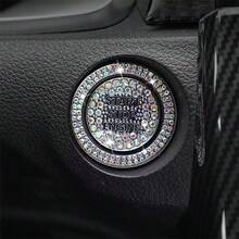 Crystal Rhinestone Diamond Decor Car One-Touch Start Button Protective Sticker, Interior Button Sticker - One-piece Start Button Protective Cover - View 5