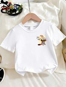 Disney Zootopia Nick Wilde Judy Hopps Four Grid Front Back Print Kids T‑Shirt, Cute Cartoon Boys Girls Short Sleeve Tee - 白色 - 查看 3