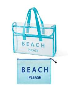 PVC Waterproof Beach Bag With Colorful "BEACH PLEASE" Pattern,Women's Beach Bag, Transparent Tote Bag, Jelly Tote Bag, Large Pool Handbag, Cruise Holiday Essential, Beach Bag Accessories, Travel Essential,Suitable For The Beach, Travel, Shopping, Outdoor Activities, Work, School, And Everyday Use,Unique Birthday Gifts, Holiday Gifts, Party Gifts, Mother's Day Gifts, Vacation Gifts, Wedding Gifts, Back-To-School Gifts - Multicolor - View 13