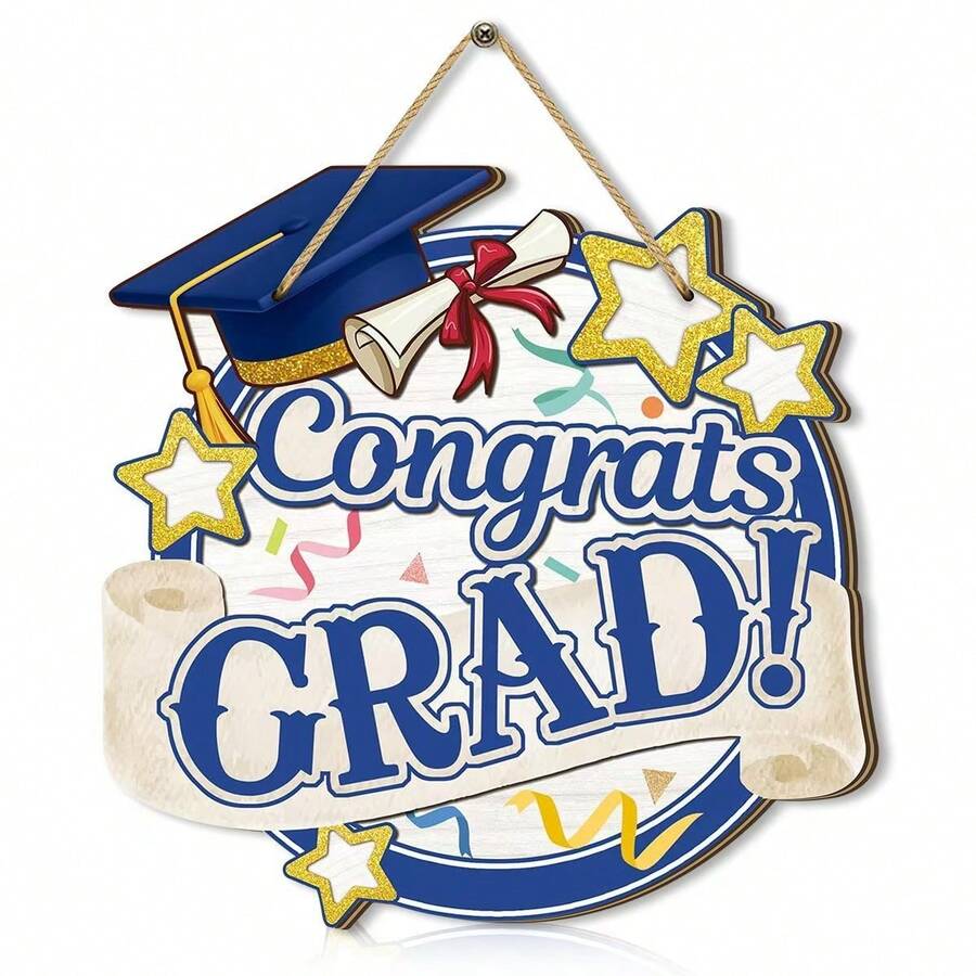 Graduation Wooden Wall Decor, Graduation Cap And Diploma Pattern, Suitable For Graduation Party, Home, Classroom - View 1