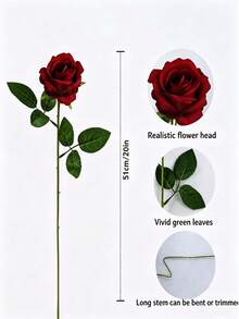 100pcs Artificial Roses, Deep Red Roses, Faux Flowers, Suitable For DIY Wedding Bouquets, Table Centerpieces, Bridal Shower, Valentine's Day Decor, Baby Shower Decor, Home Decor, Living Room Decor, Dining Table, Wall, Garden, Wreath, Bedroom Decor And More - Red - View 9