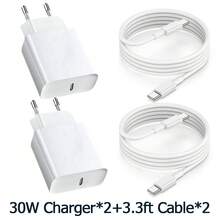 1/2pcs USB-C 30W Fast Charging Adapter Charger Block, EU Plug, With 3.3FT/100cm USB-C To Type-C Charging Cable, 60W Charging Set, Compatible With IPhone 17 16 15 Pro Max Plus, // - EU C Type Plug(220-240V) - View 13