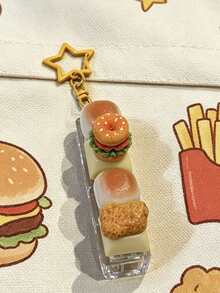 1Pc Chicken Leg Bread-Shaped Keycap Pressure Release Clicker Keychain, Cartoonish Cute Bread And Burger Mechanical Keyboard Buttons, Decompression-Style Fingertip Pendant - 彩色 - 查看 10