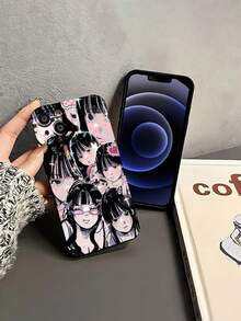 Collage brillante de chica anime rosa y negrofunda de teléfono Fundas compatibles con ,Apple,VIVO,OPPO,,, y Honor.Fabricadas en silicona TPU,ofrecen protección contra golpes y caídas.regalos para mamá - Negro - Ver 3
