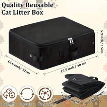 Caja de arena para gatos plegable y portátil con tapa, asa y bandeja para arena, caja de arena de viaje ligera, esencial para gatos y gatitos - Unitalla - Ver 4