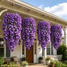 29.72 Inch Large Purple Hydrangea, Realistic Purple Hydrangea And Green Leaves - Suitable For Various Party Themes, Outdoor Decoration Artificial Flowers, Easy To Hang And Store, Space-Saving, Suitable For Hotel/Office/Home Party Decoration, All-Season Evergreen Artificial Flower Soft Decoration - No Flower Pot Included, Suitable For Various Holidays - Multicolor - View 8