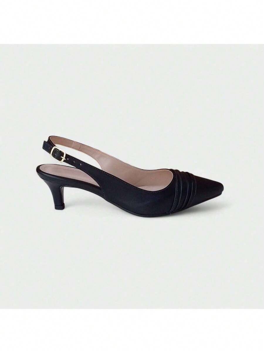 Women's Slingback Pump With Medium Heel (5cm) - Comfort And Elegance - Black - View 1