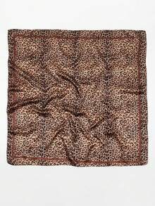 Women's Large Square Satin Scarf 90x90 Elegant Fashion Bandana For Hair And Neck - L36-marrom escuro - 查看 5
