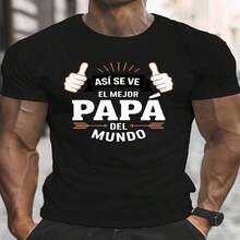 Camiseta de Hombre Negra con Estampado Gráfico 'El Mejor Papá del Mundo' para el Día del Padre - Negro - Ver 1