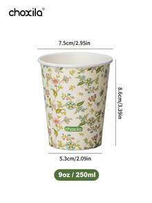 choxila 25/50/100pcs Vintage Floral Pattern Disposable Paper Cups, 9oz Rustic Wildflower Design, Suitable For Parties, Picnics And Daily Hot/Cold Beverage Use - Paper Cups - View 10