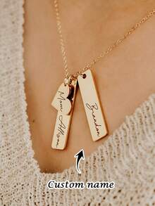 1pc Custom Name Necklace, Stainless Steel Necklace, Custom Name Necklace, Personalized Gift, Mother's Day, Mom Necklace, Mom Gift, Pendant Necklace, Pendant Necklace, Mom Jewelry Gift, Holiday Season Gift, Birthday Gift, Anniversary Gift, Family Necklace - Multicolor 2 - View 2