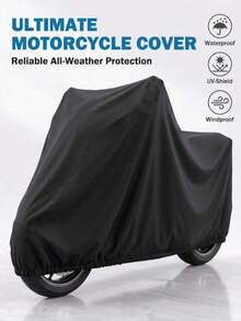 1pc Heavy Duty EVA Motorcycle/Bicycle Dust Cover - Waterproof, UV Resistant, Snowproof, Fits Most Models, Black, Outdoor Vehicle Protection, Stylish Motorcycle Cover, UV Blocking - Multicolor - View 1