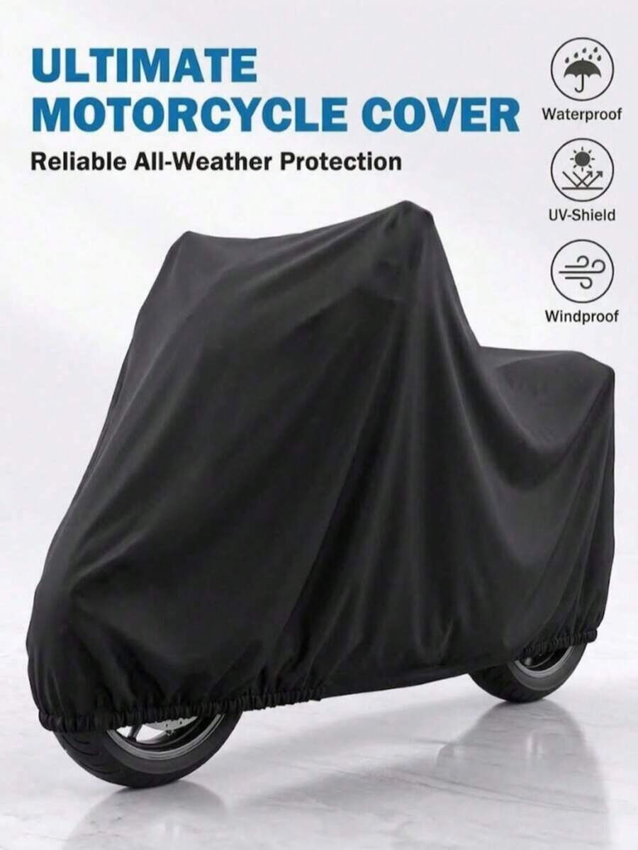 1pc Heavy Duty EVA Motorcycle/Bicycle Dust Cover - Waterproof, UV Resistant, Snowproof, Fits Most Models, Black, Outdoor Vehicle Protection, Stylish Motorcycle Cover, UV Blocking - Multicolor - View 1