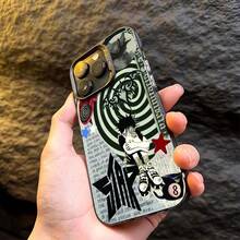 Funda protectora para Apple  17PROMAX 16PROMAX 15PROMAX 14PROMAX 13PROMAX 12PROMAX 11PROMAX XSMAX, diseño estampado con estrellas, murciélago, corazón, bola de billar número 8, gato y figura chico en postura rodillas recogidas patrón espiral letras manuscritas, cubierta completa anti golpes ajuste preciso, material resistente protección diaria del teléfono móvil - rosa - Ver 8
