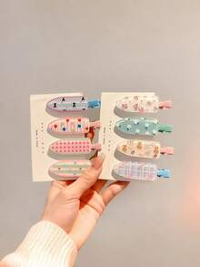 Kẹp tóc hoạt hình dễ thương không đường may, kẹp tóc mái lệch, phụ kiện tóc phong cách ngọt ngào cho bé gái - 12 chiếc kẹp tóc hình hoa và nơ - Xem 3