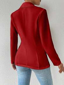 AYYEryvara Blazer de moda con cuello de solapa y mangas raglán a rayasAYY - Rojo - Ver 2