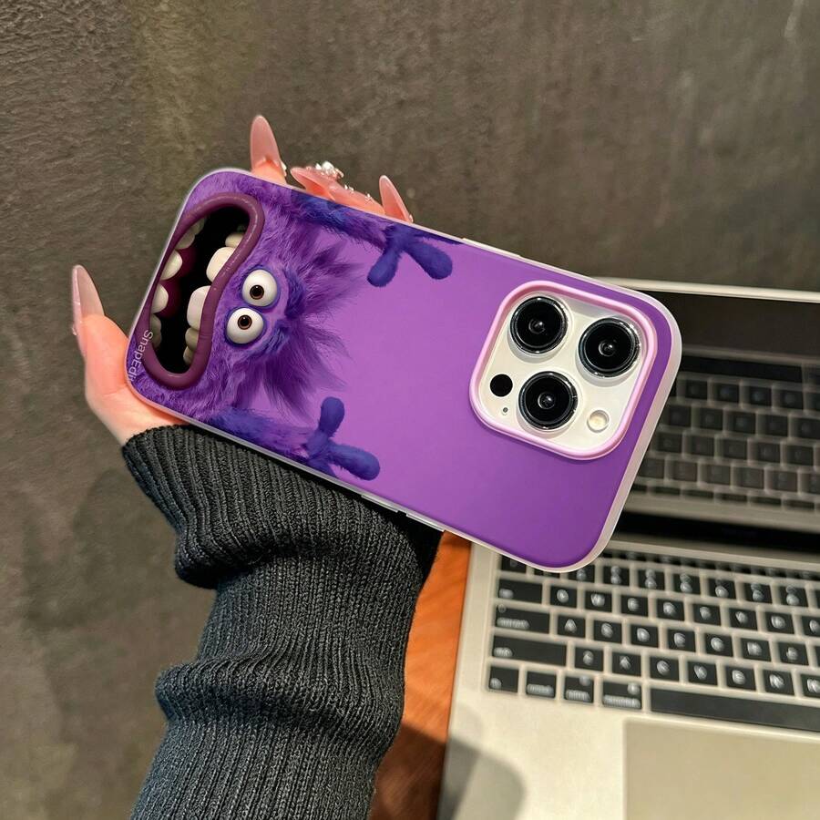 Tema divertido de monstruos de Purple Artfunda de teléfono Fundas compatibles con ,Apple,VIVO,OPPO,,, y Honor.Fabricadas en silicona TPU,ofrecen protección contra golpes y caídas.regalos para mamá - Morado - Ver 1