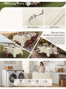 1pc Flat Rectangular Tablecloth - Stain Resistant & Wrinkle-Free Polyester Tablecloth, 150 X 259cm (Approx. 59 X 102 Inches) Suitable For Kitchen, Dining, Party, Wedding Indoor And Outdoor Use (Ivory White) - Ivory White - View 9