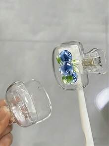 扁平莓果圖案牙刷架 - 可愛設計適用於旅行和居家收納，配有透明蓋，緊湊便攜設計易於攜帶，保護牙刷頭，具有雙重排水和通風功能，適用於居家、宿舍和旅行使用 | 可愛牙刷頭收納架適用於浴室收納，適用於居家和宿舍使用 - 彩色 - 查看 8