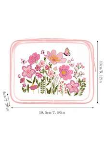 Cute Floral Pattern Clear Pvc Makeup Bag,Waterproof Transparent Toiletry Organizer With Zipper,Portable Travel Cosmetic Pouch,Large Capacity Wash Bag, Butterfly Flower Pattern, Beach Bag, Swim Bag, For Toiletries, Skincare, Brushes, Beach & Gym Use,Unique Birthday Gifts, Holiday Gifts, Party Gifts, Vacation Gifts, Wedding Gifts, Back-To-School Gifts - Multicolor - View 11