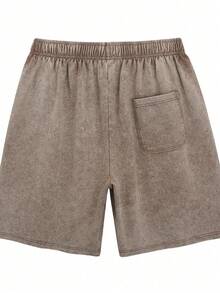 Men Shorts Set With Pockets, Men Print Plus Size Shorts, Men Solid Color Drawstring Waist Casual Shorts, Fashion  Summer Shorts For Beach Outdoor Leisure Wear, Summer Outfits For Men - 咖啡棕 - 查看 3