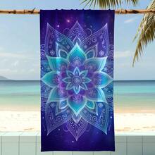 1 Stück Traumhafter Mandala Muster Lila & Blau Strandtuch, super weiche Mikrofaser extra große Stranddecke, hochabsorbierend, geeignet für Reisen, Schwimmbad, Tauchen, Surfen, Yoga, Camping, in verschiedenen Größen erhältlich, Strandaccessoires - Mandala-Muster - Übersicht 8