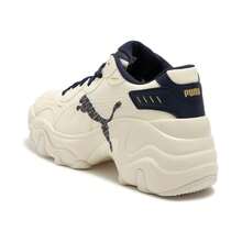 Puma 女士厚底复古休闲厚底运动鞋，坡跟运动鞋，春秋季 - 純白色-海軍藍 - 查看 6