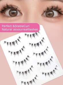 5 Pairs Pointed Tail Cartoon Devil Invisible Lashes, Natural Big Eyes Lashes, Cute Tapered Soft Lightweight Comfortable Lashes For Dates And Parties - Spiky Manga Lashes - View 2
