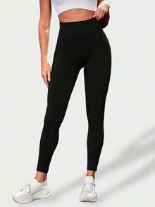 SUN Women's Seamless Sports Leggings, Fitted, For Yoga, Fitness And Outdoor Running - 咖啡棕 - 查看 10