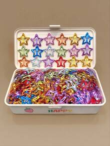 30/60/90Pcs Random Color Colorful Sequin Five-Pointed Star Hair Clips, Suitable For Girls, Students, Performances, Daily Use - Multicolor - View 2