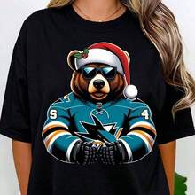 Modern Cut Cotton T-Shirt Of The San Jose Sharks For Christmas, Gift, High-End T-Shirts, Couple Clothing, Funny T-Shirt, New Year's T-Shirt, 100% Cotton, A Must-Have For Summer. - 黑色 - 查看 7