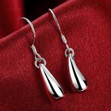 925 Sterling Silver Round Earrings, Elegant Dangle Earrings For Wedding Promises, Fine Hoop Earrings, Simple And High Quality, Versatile For Women. - 藍鳥 - 查看 1