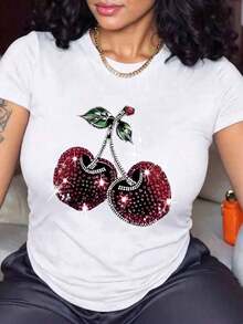 New Women's Short-Sleeved Crew Neck T-Shirt, Summer Design, Simple And Modern Letter Print, Breathable And Sweat-Absorbing. Fast Delivery From Local Warehouse, Couple Style, Couple's Clothing. - 白色 - 查看 9