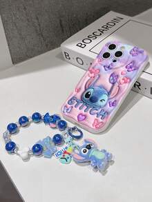 Disney Has Authorized, Phone Case - Chain Set, The Stitch Lilo & Stitch 3D Phone Case Plus A Silicone 3D Stitch Bracelet With Metallic Ring Removable Bracelet, Stitch And Angel Pattern, Compatible With Iphone17/16/15/14/13/12/11/XS/XR/X Plus Pro Max, A Stylish Cartoon Phone Case, The Perfect Gift Choice, Phone Protection, Durable Phone Cover, Great Gift For Friends And Family. - trắng - Xem 5