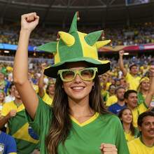 Mũ hề nhung hình chuông đội tuyển bóng đá Brazil mới, mũ hề cổ động viên vui nhộn sáng tạo, mũ chuông lễ hội màu vàng và xanh lá cây, phụ kiện đội đầu vui nhộn để cổ vũ trong các trận đấu bóng đá. - nhiều màu - Xem 8