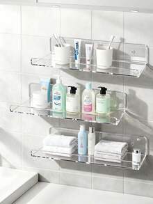 Rak Gantung untuk Kamar Mandi, Organizer Dinding Akrilik untuk Parfum, Makeup, Figur, Kuteks, Foto, Buku, Rak Pajangan Dekorasi untuk Kamar Anak, Ruang Tamu, Kamar Tidur, Dapur, 1 Paket / 2 Paket - MultiWarna - View 4