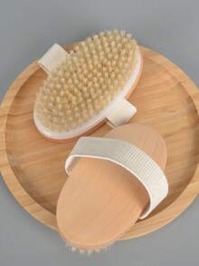Non-Slip Soft Bristle Natural Plant Fiber Oval Bath Brush, Suitable For Dry Body Brushing And Wet Back Brushing, Deep Cleansing And Exfoliating, Fragrance-Free, Battery-Free - Round Brush - View 8
