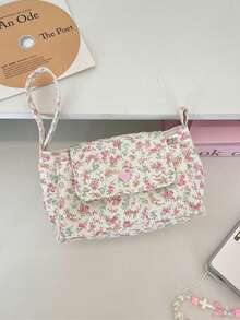 1 buah Tas Kosmetik Tiga Lapis, Tas Tangan Kosmetik Portabel, Kantong Penyimpanan Kamera Kapasitas Besar, Kantong Clutch Motif Bunga Kecil, Tas Rias Perjalanan dengan Pegangan - MultiWarna - View 7