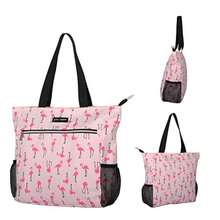 - Bolsa de playa con cierre de 15.6 pulgadas, ligera, grande, duradera de poliéster con bolsillos laterales de malla para el gimnasio y el trabajo - Colibrí Floral - Ver 6