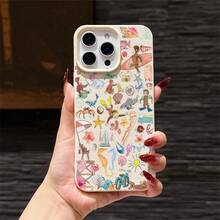 1pc Polka Dot Fashion Creative Pink-Purple Monkey & Lychee Pattern Soft Phone Case Suitable For IPhone XR/11 To 17 - Multicolor - View 1