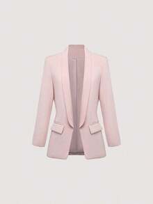 AYYEMERY ROSE Chaqueta tipo blazer elegante de color liso con cuello estilo chal, de manga larga delgada para uso en la oficinaAYY - Rosa - Ver 12