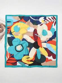 Women's Large Square Satin Scarf 90x90 Elegant Fashion Bandana For Hair And Neck - L26-Azul - 查看 8