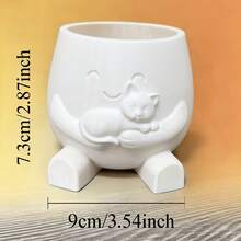 Maceta de gato creativo sosteniendo maceta de flores, alto valor estético, maceta de planta suculenta verde para escritorio, contenedor de gato impreso en 3D, estante de flores para balcón, interior y exterior, decoración y adorno - A - Ver 10