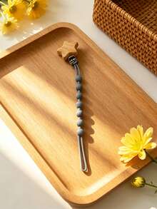 Nombre personalizado, regalo de recuerdo para bebé, clip para chupete, cadena anti-pérdida, de silicona de una sola pieza, estilo planeta, clip de estrella de cinco puntas - Multicolor - Ver 7