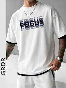 GRDR 男士夏季經典 2 合 1 極簡圓領短袖 T-Shirt，休閒時尚通勤百搭 - 白色 - 查看 4