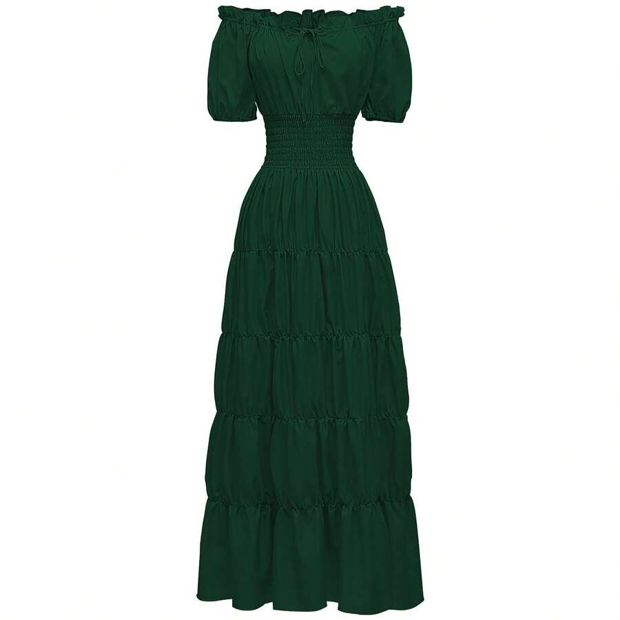 Women Maxi Dresses - Dark Green - View 1