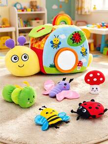 1pc Baby Plush Farm Animal Playset Toy, Includes Crinkle Paper, Rattle, BB Device, Interactive Toy For Newborn, Suitable As Gift - 彩色 - 查看 8