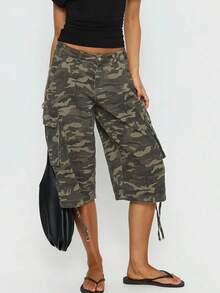 Women Denim Shorts - Army Green - View 4