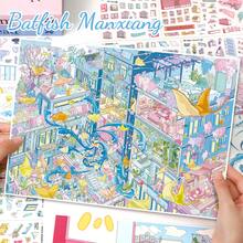 3D Stereo DIY Miniature Scene Stickers, Stress Relief Healing Landscape Stickers, Spring Jellyfish, Manta Ray Daydream, Suitable For Gifts, Office, Home, Classroom, Entertainment Toys, Student Planner Creative Retro Decoration, Landscaping DIY Fun Decorative Stickers - Scene Stickers - View 3